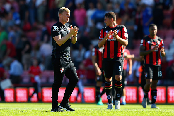 Eddie Howe clapping off the Bournemouth support